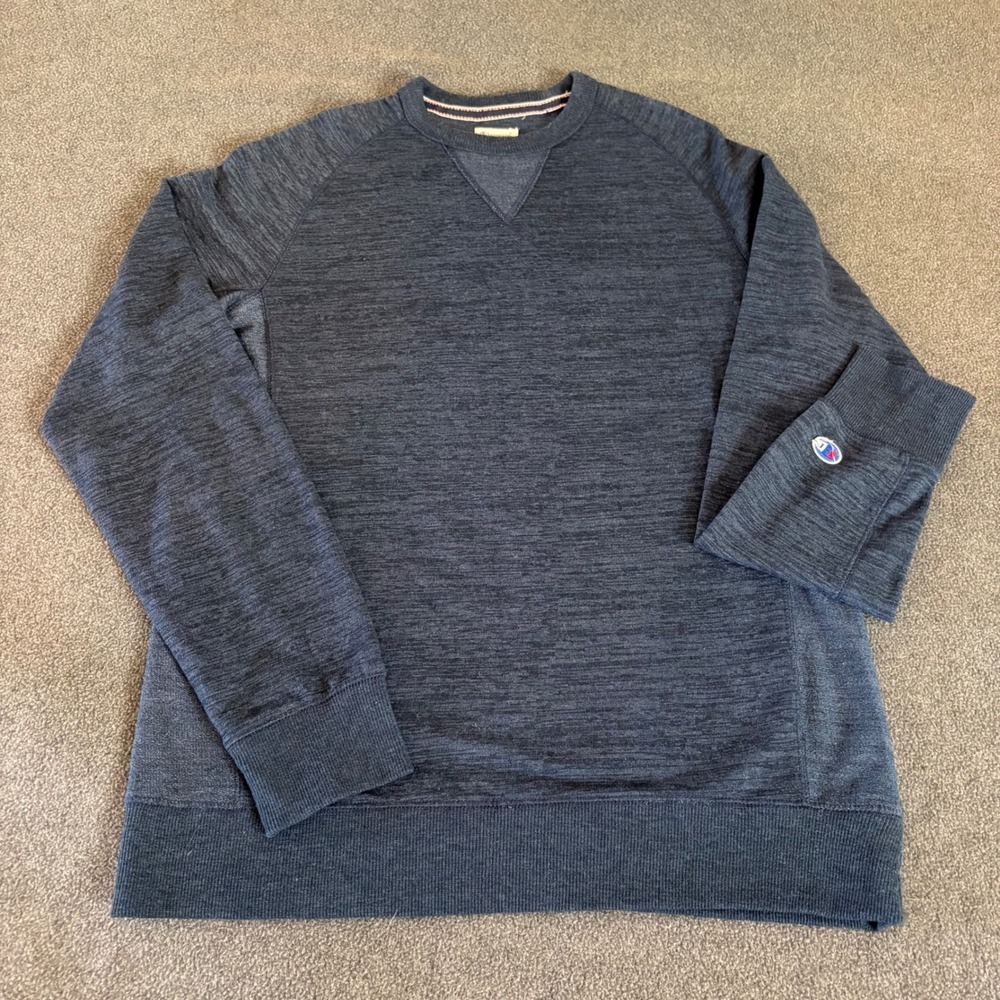 Champion Sweatshirt Mens Medium Navy Blue Heathered Crewneck Pullover 1296934
